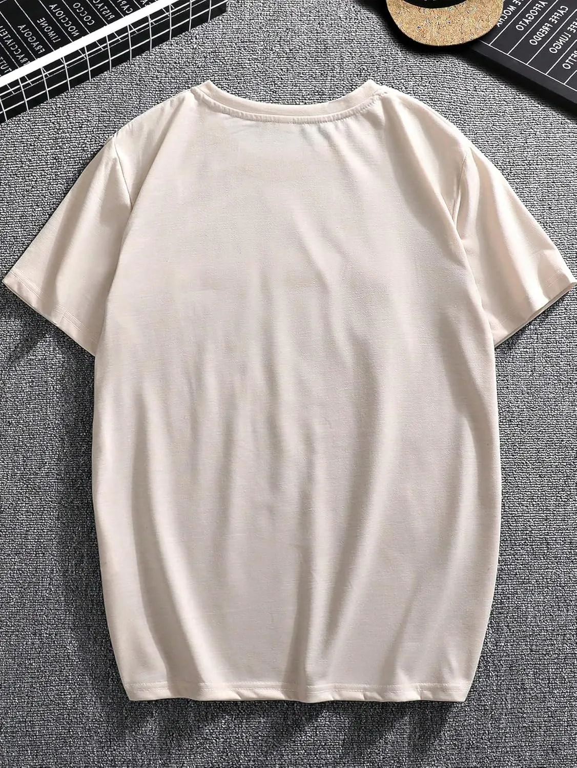GORGLITTER Men's Oversized T Shirt Letter Graphic Short Sleeve Drop Shoulder Crewneck Tee Tops