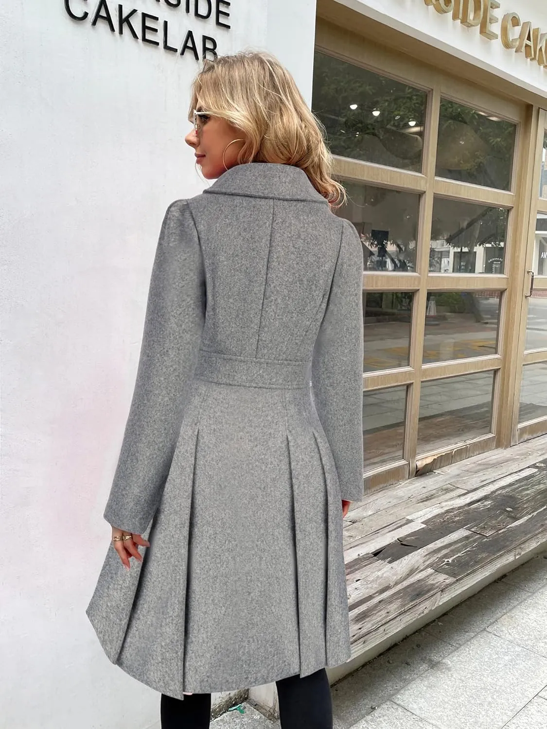 GRACE KARIN 2024 Women's Fashion Trench Coat Notch Lapel Double Breasted Thick A Line Pea Coats Jacket with Pockets(S-2XL)