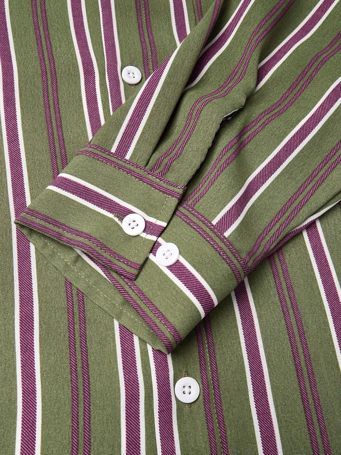 Hardaddy Men's Classic Color Contrast Striped Shirt Long Sleeve Casual Button Down Shirts Blouse