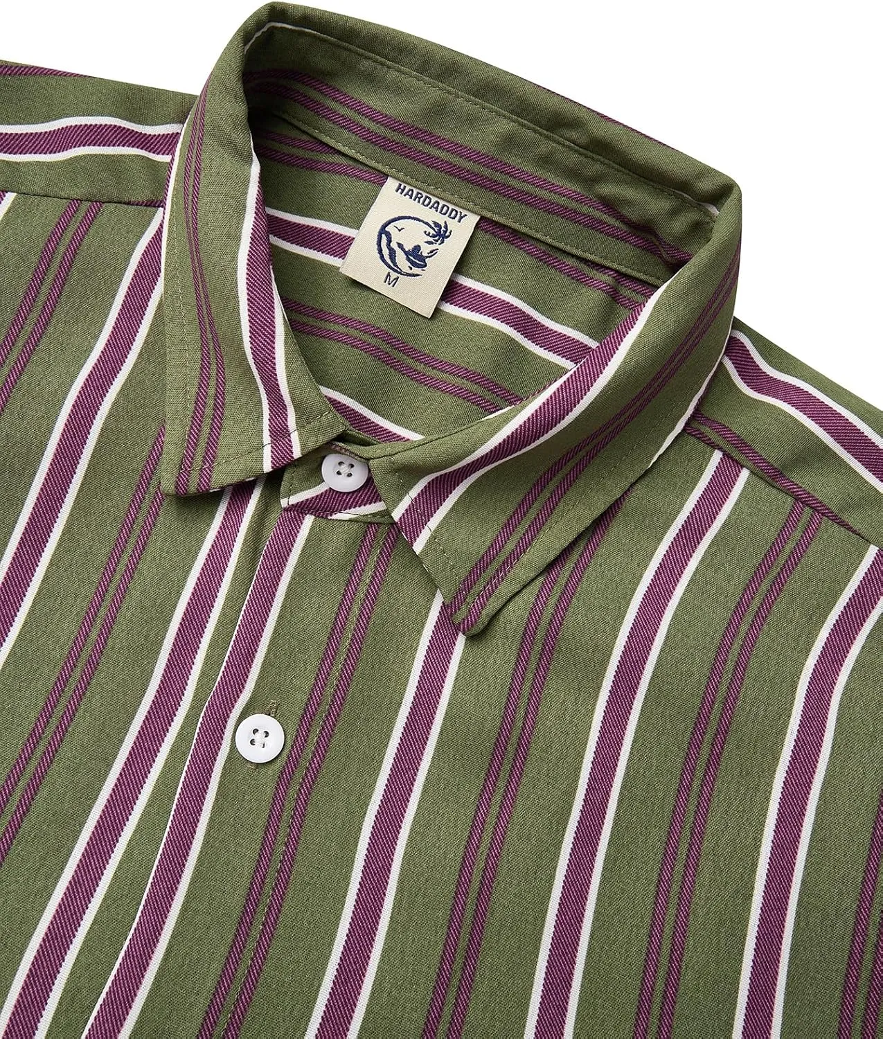 Hardaddy Men's Classic Color Contrast Striped Shirt Long Sleeve Casual Button Down Shirts Blouse
