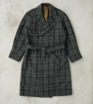 Harris Tweed Grandad Trench Coat - Grey Windowpane Check
