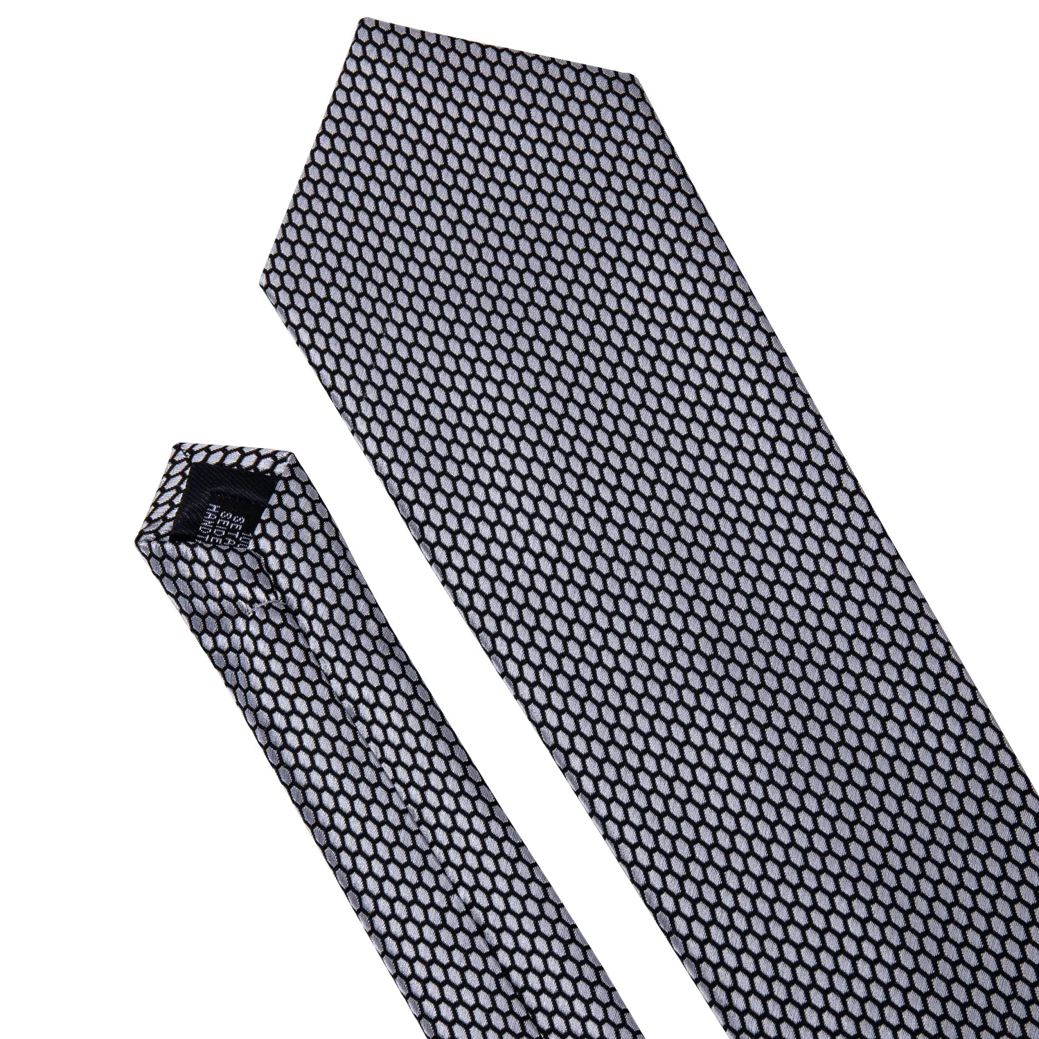 Hi-Tie Men's Ties Grey Geometric Plaid Tie Pocket Square Cufflinks Set
