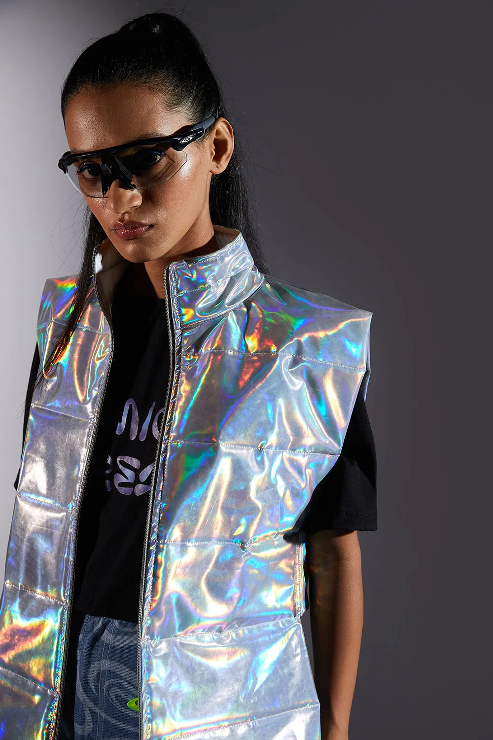 HOLOGRAPHIC PUFFER GILET