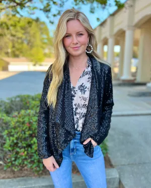 I Mean Business Black Sequin Blazer