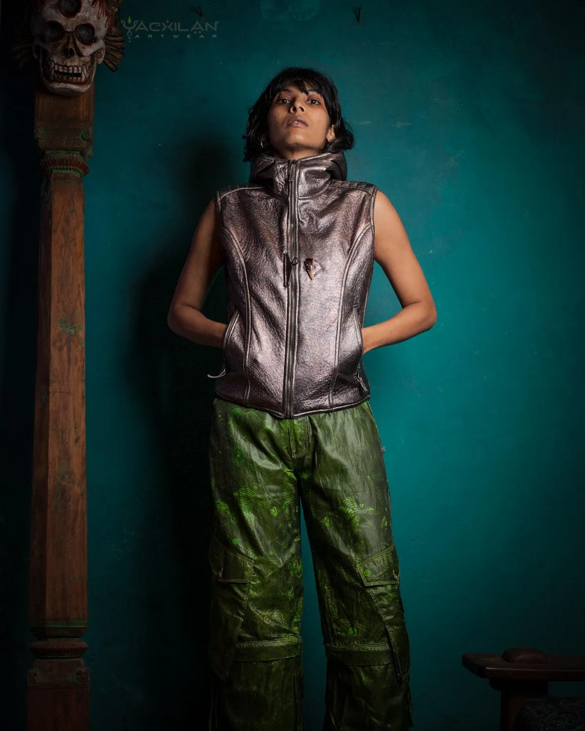 Jacket Sleeveless Woman / Fake Leather Silver Surfer - Copper PSYCHEDELIKA