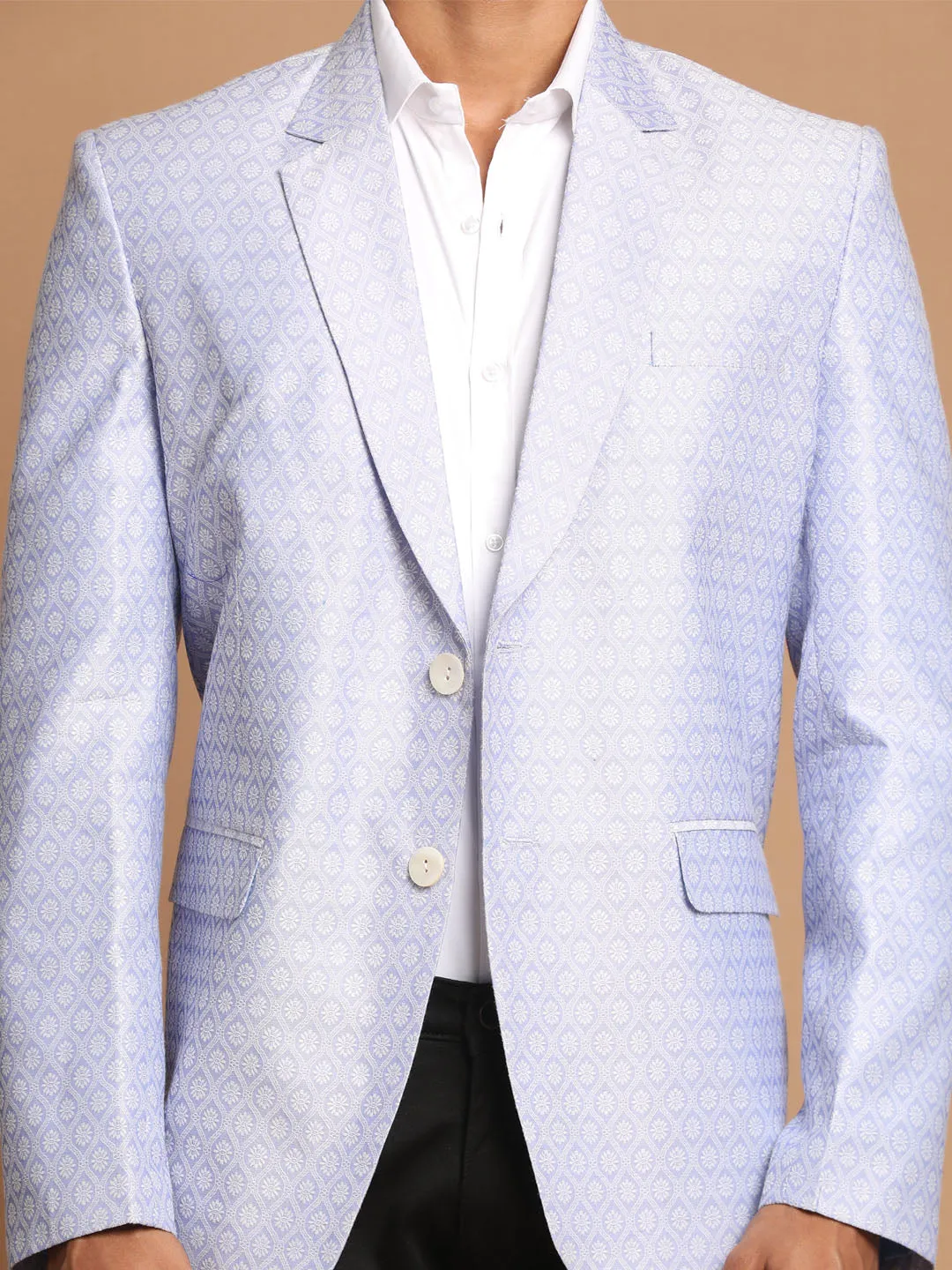 Jashvi Lavender Woven Design Baap Beta Blazer Set