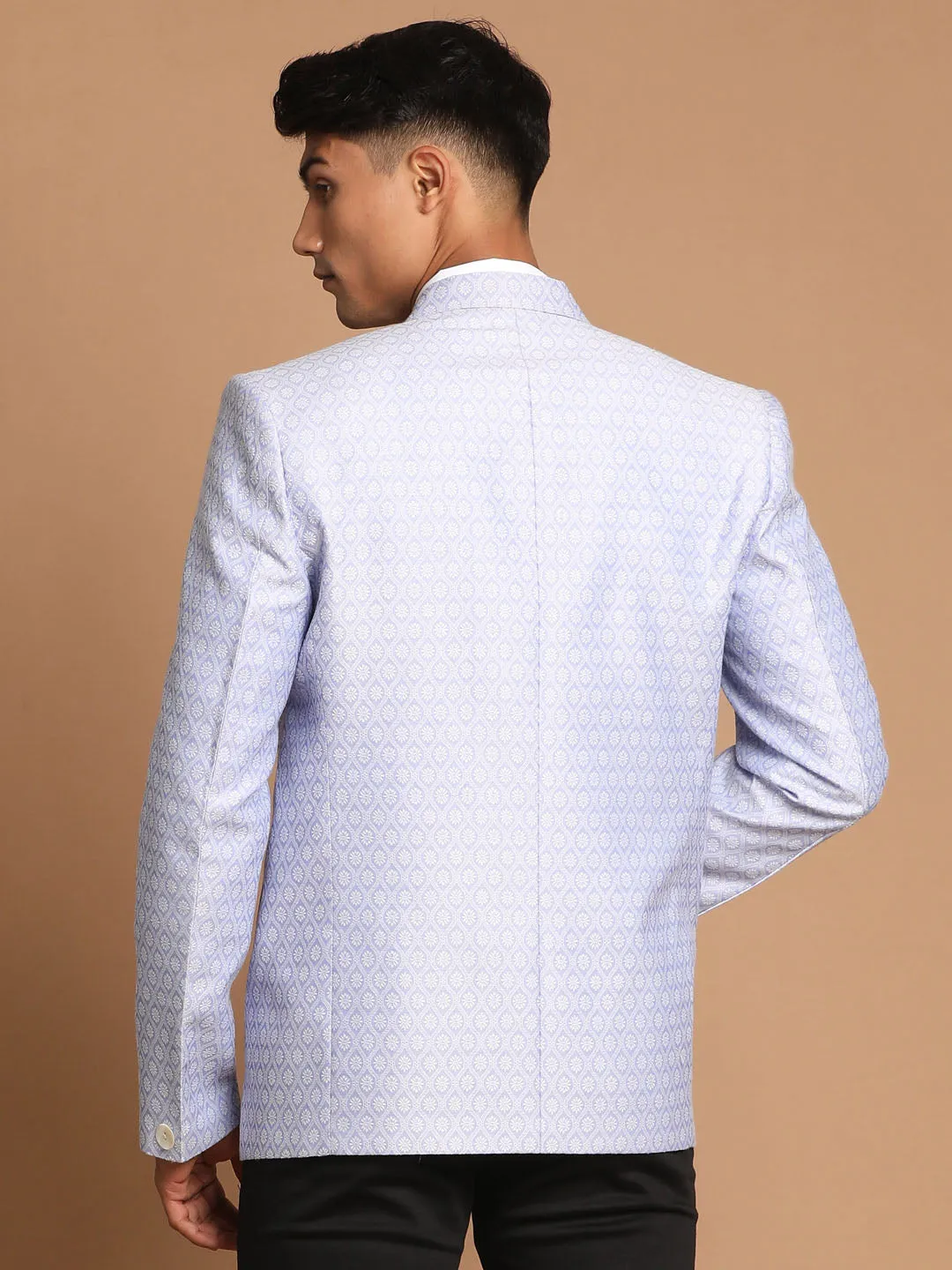 Jashvi Lavender Woven Design Baap Beta Blazer Set