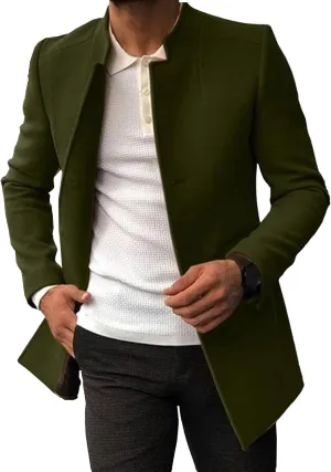 JEShifangjiusu Men's Winter Trench Coat Military Jackets Single Breasted Long Wool Blend Overcoat Slim Down Business Topcoat