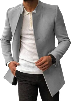 JEShifangjiusu Men's Winter Trench Coat Military Jackets Single Breasted Long Wool Blend Overcoat Slim Down Business Topcoat