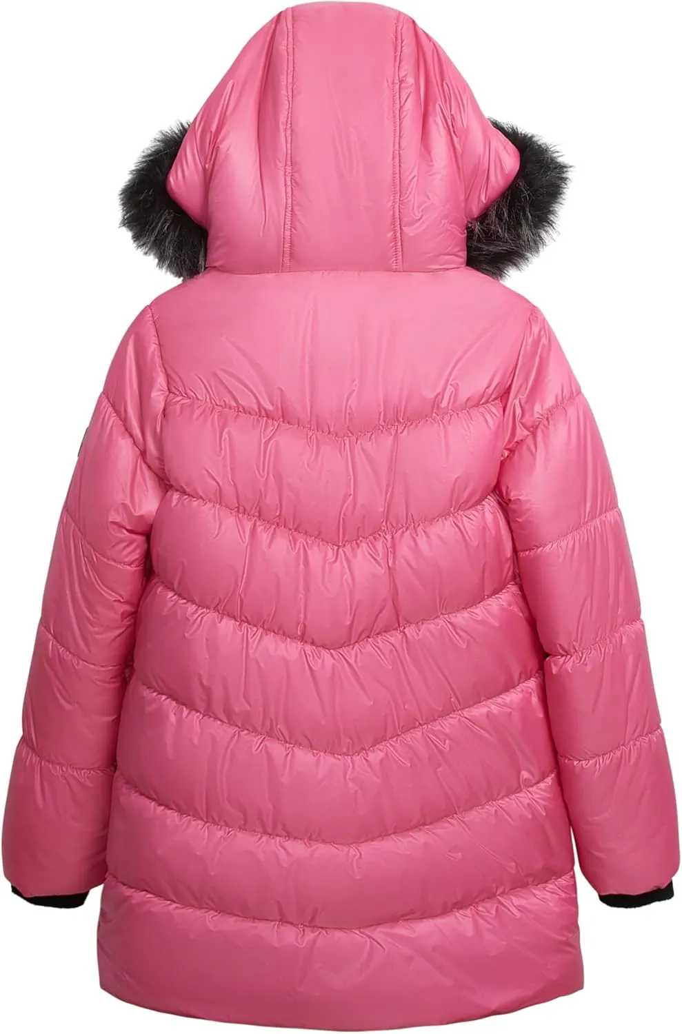 Jessica Simpson Girls' Mid-Length Heavyweight Puffer Jacket with Faux Fur Hood Winter Coat