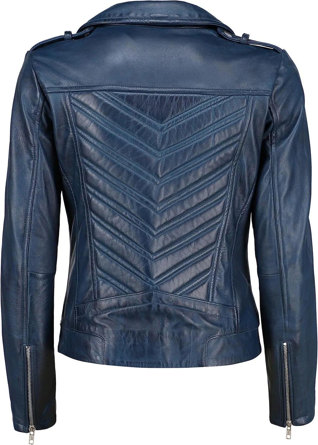Jild Biker Style Vintage Leather Jacket Women - Casual Fashion Motorcycle Zip-Up Lightweight Coat Collar Women Leather Jacket