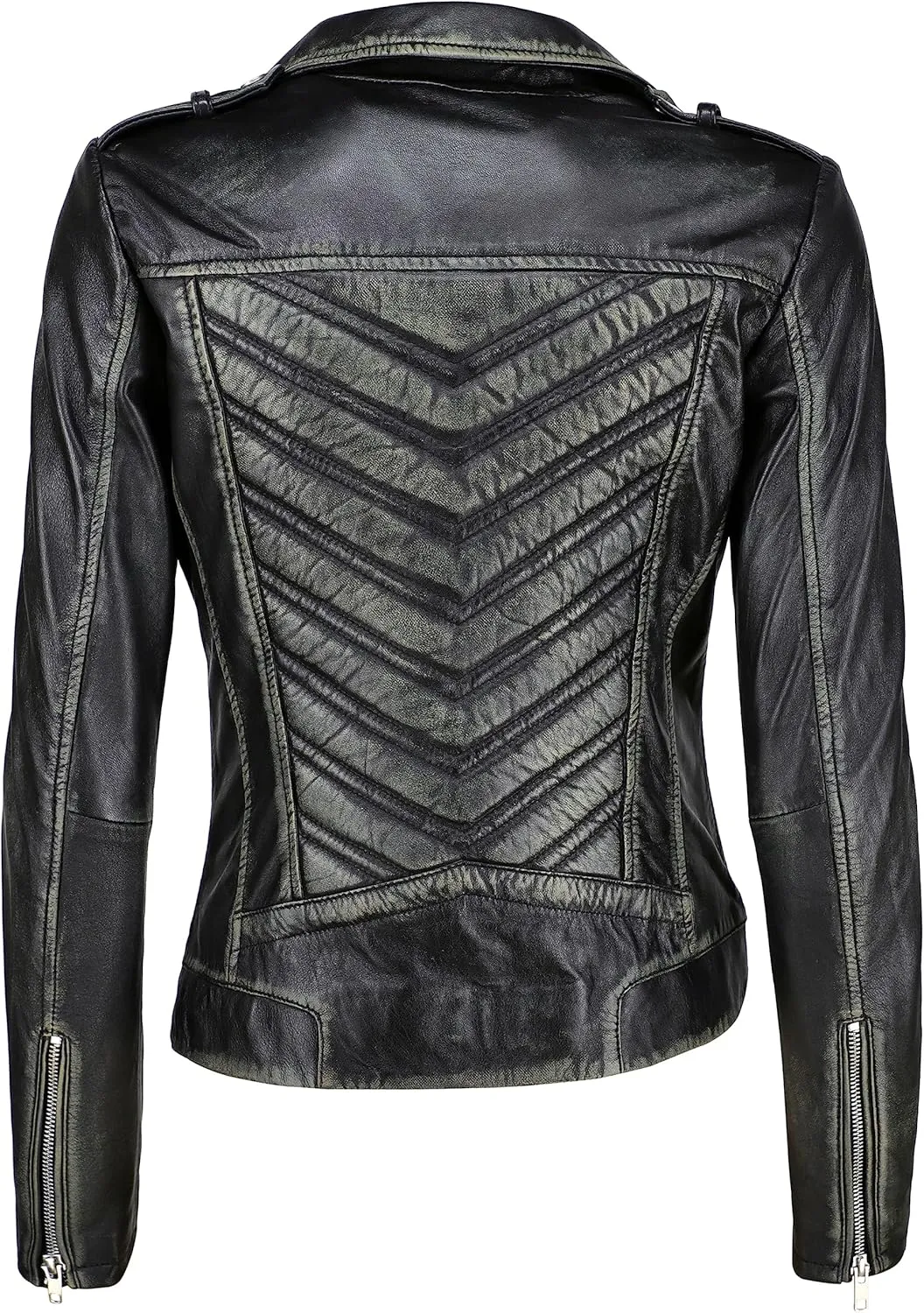 Jild Biker Style Vintage Leather Jacket Women - Casual Fashion Motorcycle Zip-Up Lightweight Coat Collar Women Leather Jacket