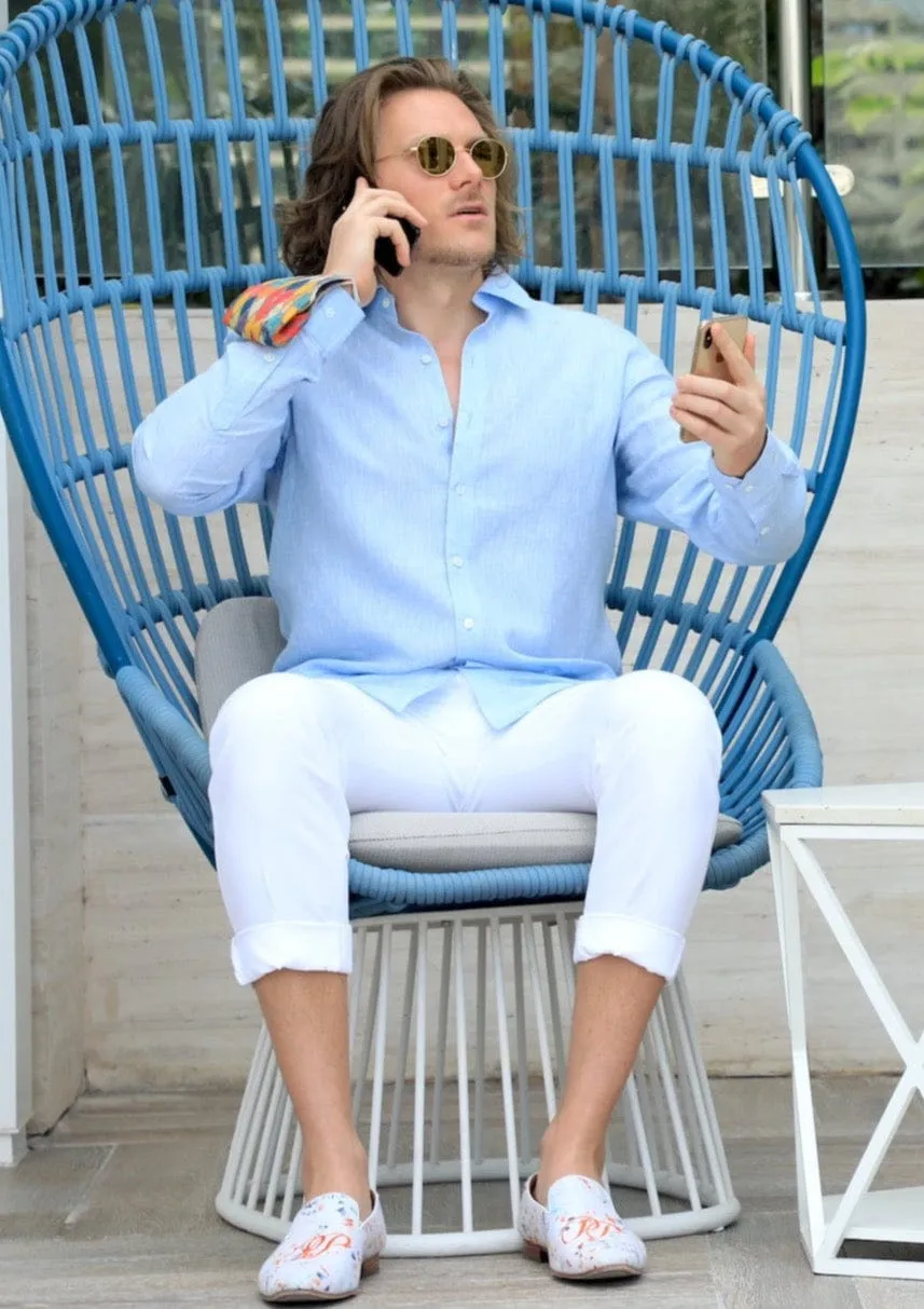 Laos Linen Shirt - Blue
