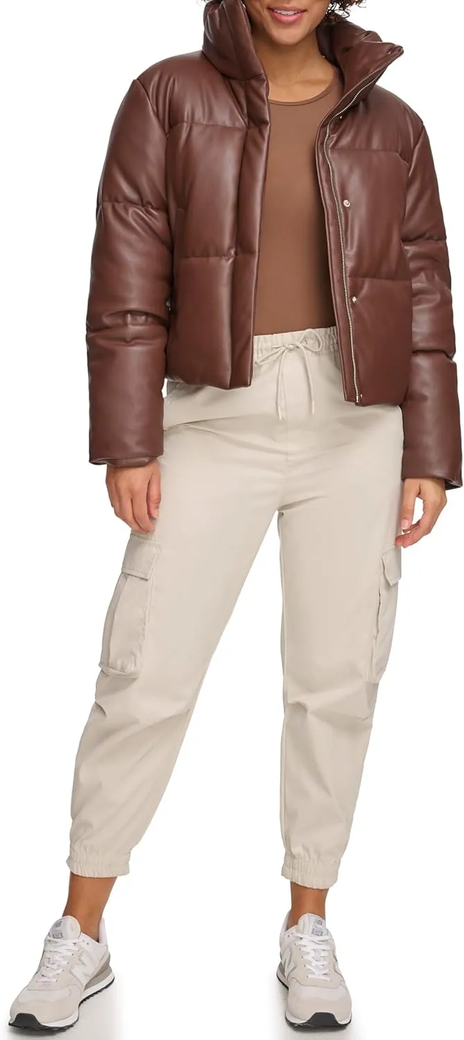 Levi's Women's Vegan Leather Quilted Shorty Puffer