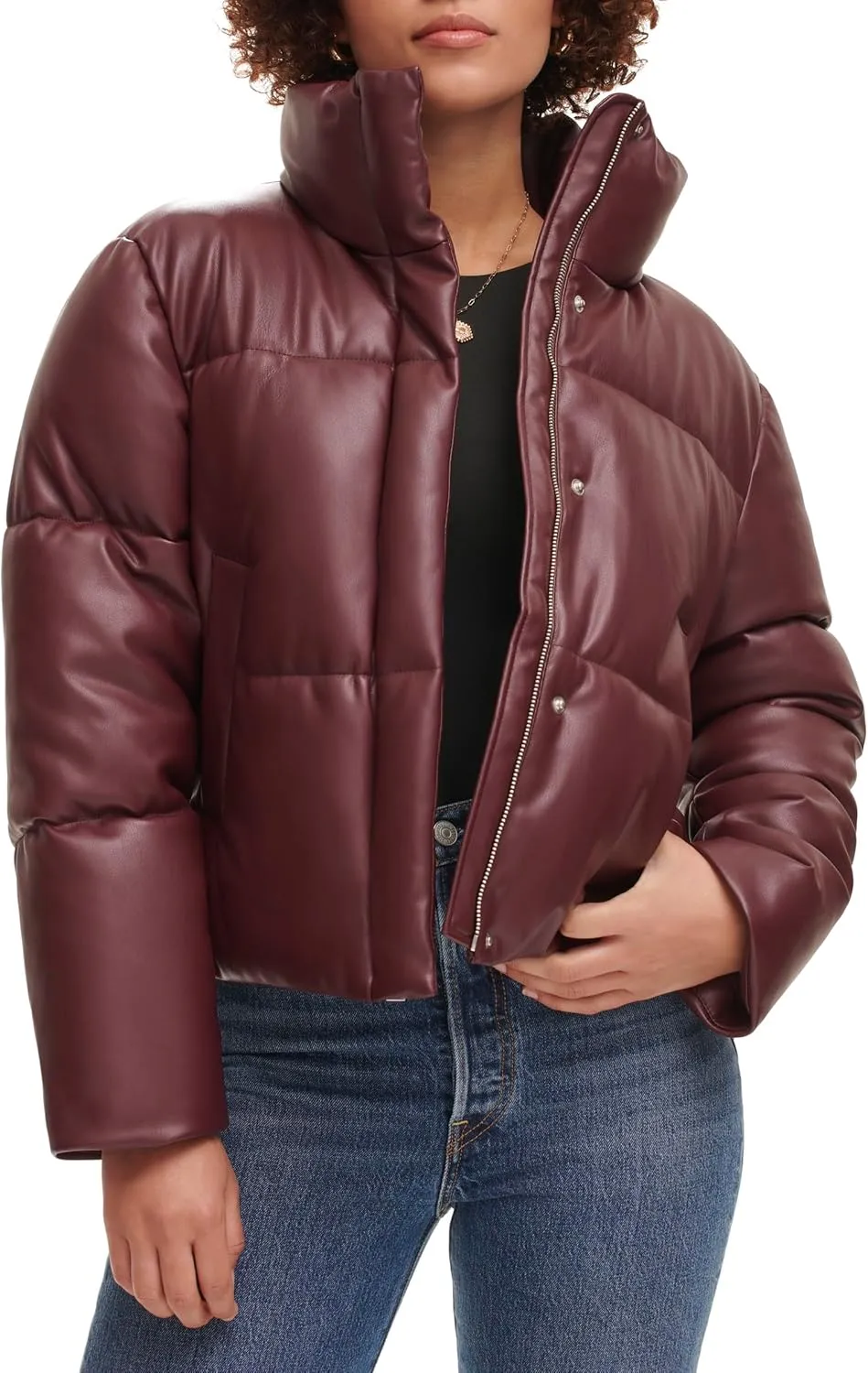 Levi's Women's Vegan Leather Quilted Shorty Puffer