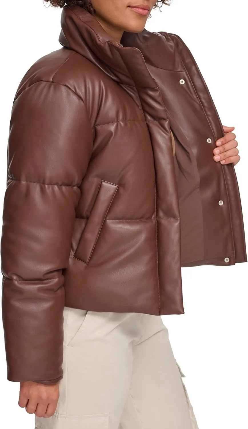 Levi's Women's Vegan Leather Quilted Shorty Puffer