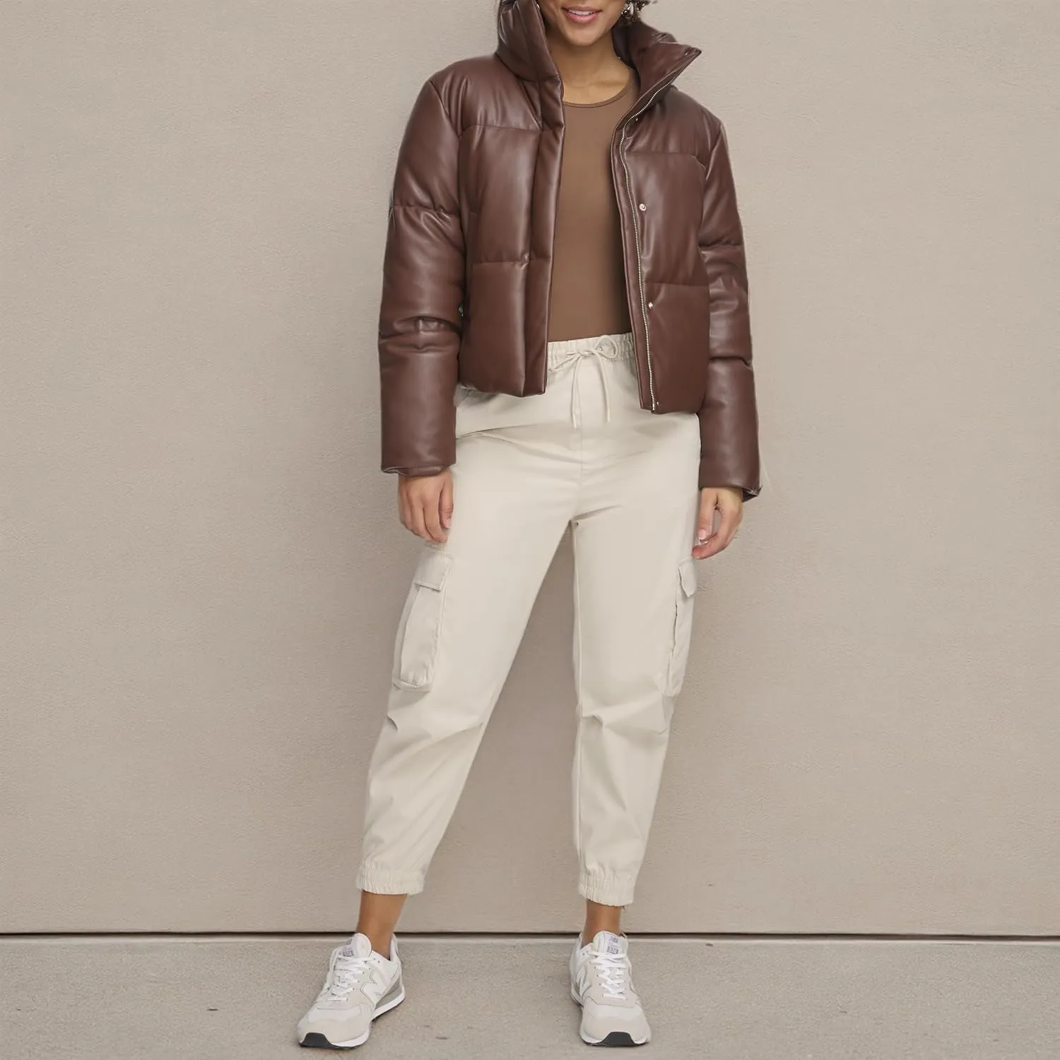Levi's Women's Vegan Leather Quilted Shorty Puffer