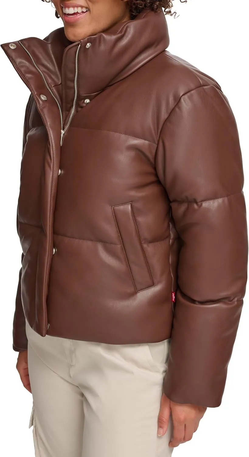 Levi's Women's Vegan Leather Quilted Shorty Puffer