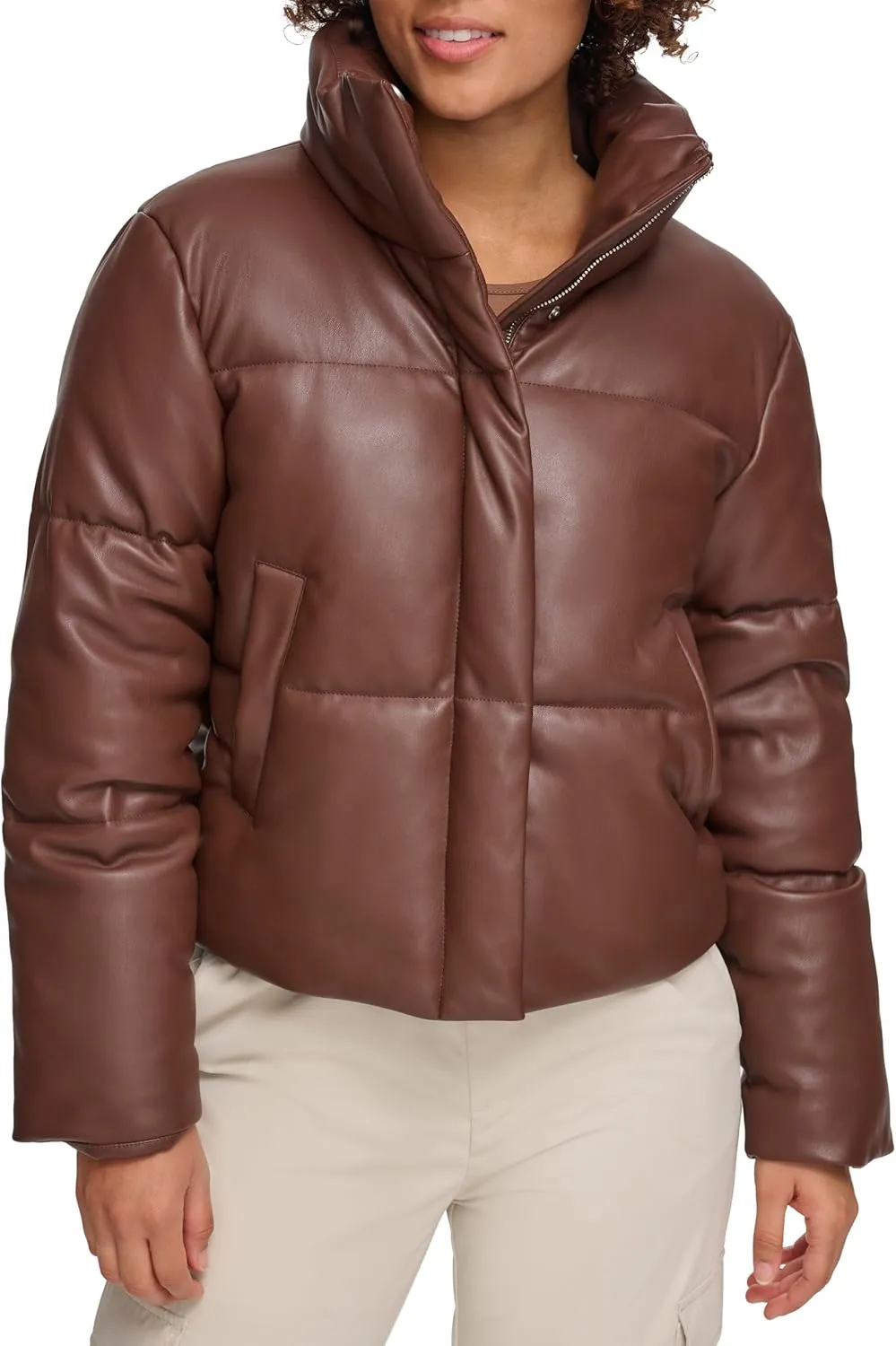 Levi's Women's Vegan Leather Quilted Shorty Puffer