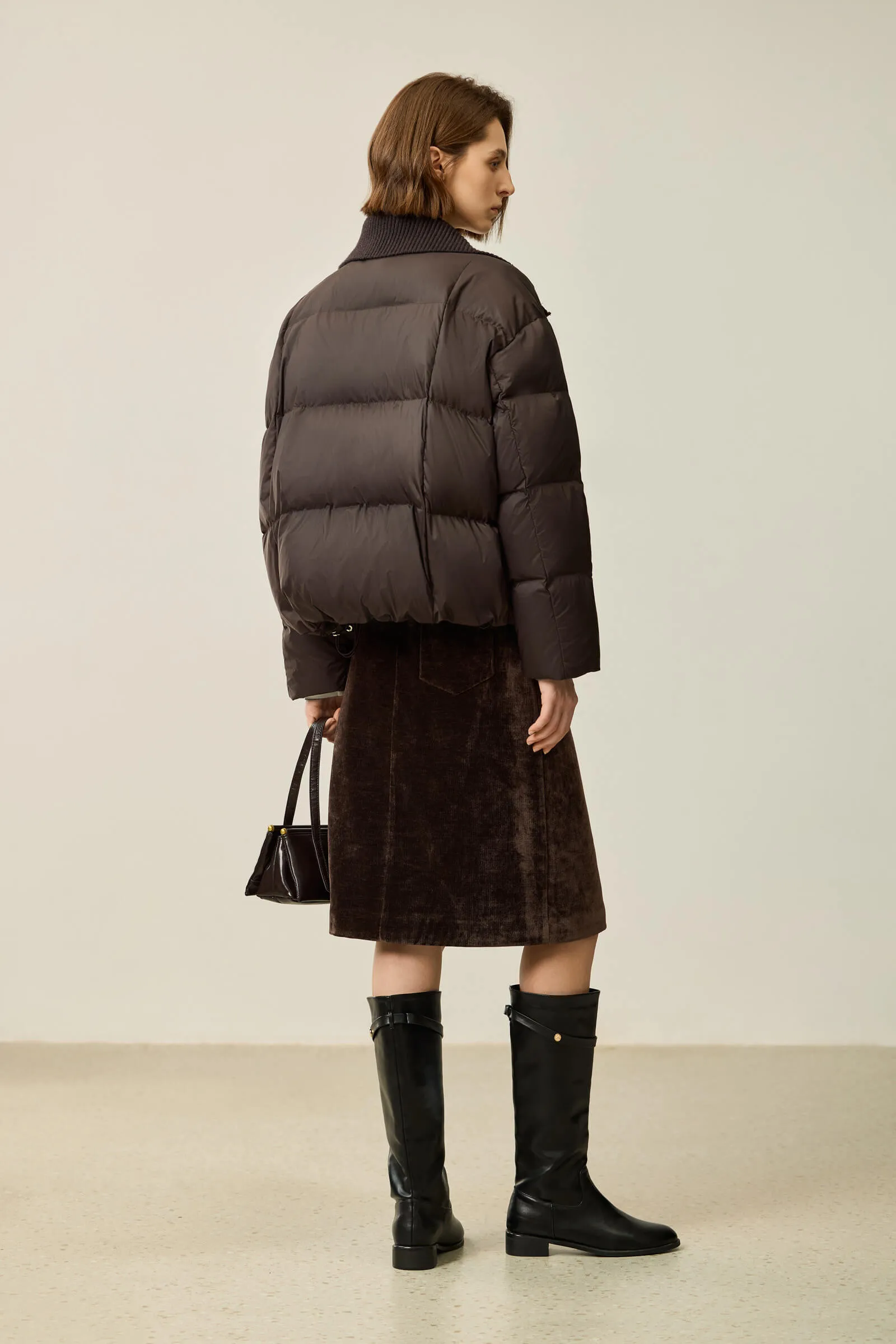 LILY Puff Sleeve Duck Down Coat with Layered Look