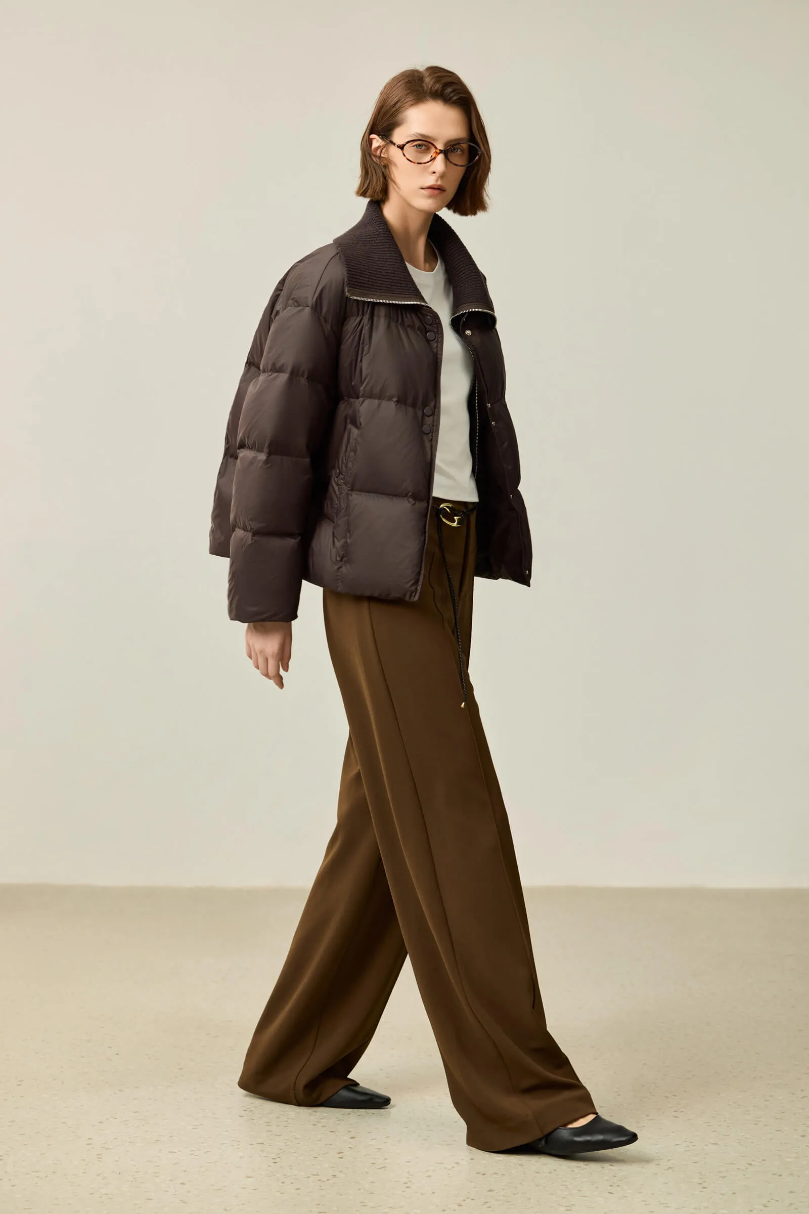 LILY Puff Sleeve Duck Down Coat with Layered Look