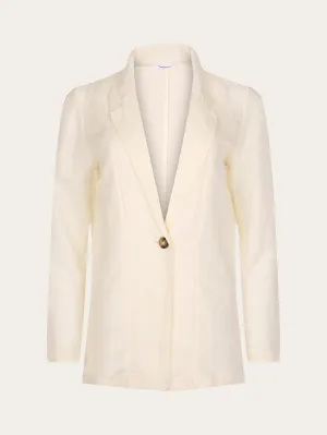 Linen mix loose blazer - Buttercream