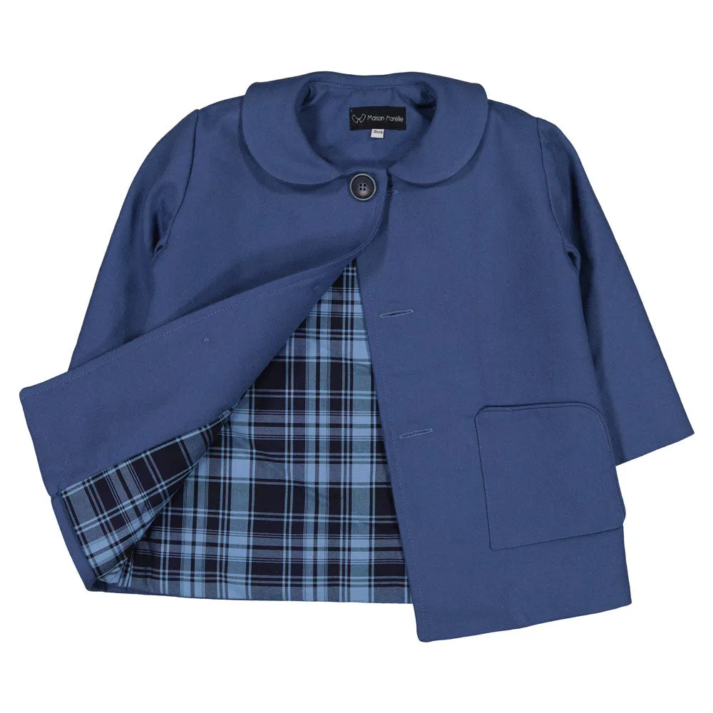 Manteau Olympe Intersaison En Lainage Léger - Bleu