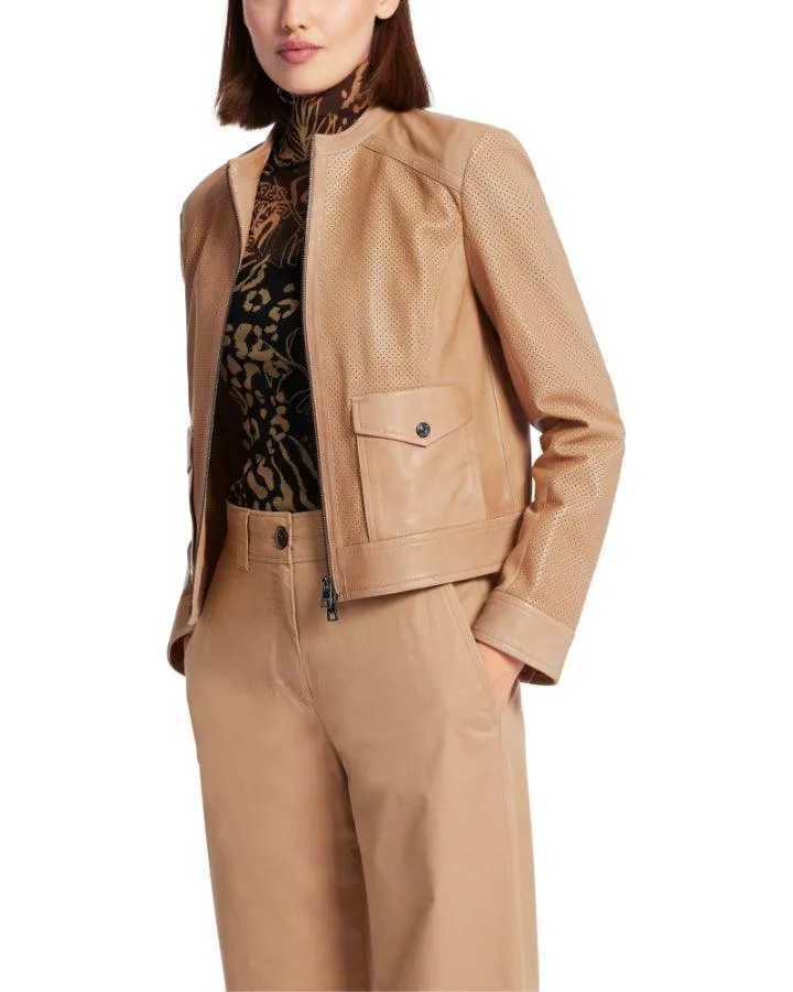 Marc Cain Perforated Leather Zip Jacket