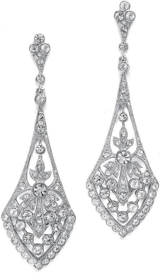 Mariell Dangle Bridal Earrings, Dramatic 2 " Length, Perfect Jewelry for Brides, Bridesmaid, Prom and Homecoming, Romantic Jewelry Gift For Women