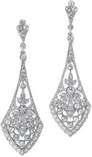 Mariell Dangle Bridal Earrings, Dramatic 2 " Length, Perfect Jewelry for Brides, Bridesmaid, Prom and Homecoming, Romantic Jewelry Gift For Women