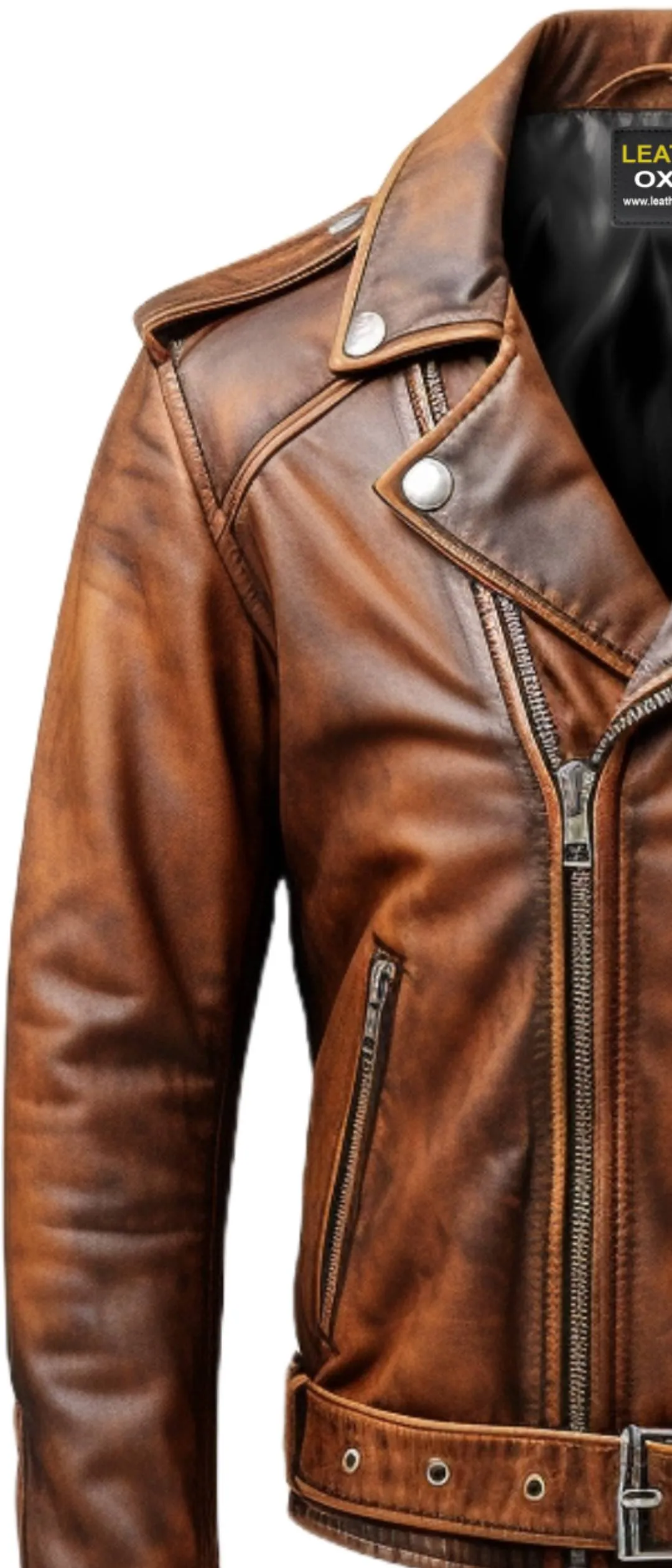 Men Vintage Biker Brown Leather Jacket - Vintage Brown Leather Jacket