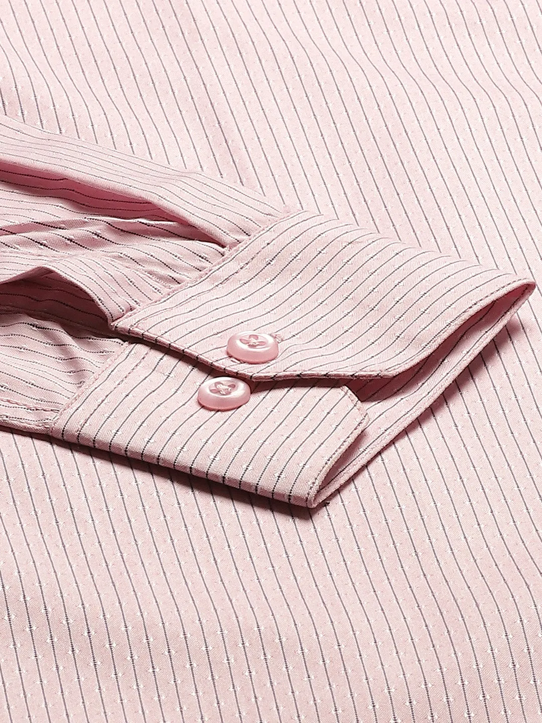 Mens Cotton Pink & Navy Blue Striped Formal Shirt - Sojanya