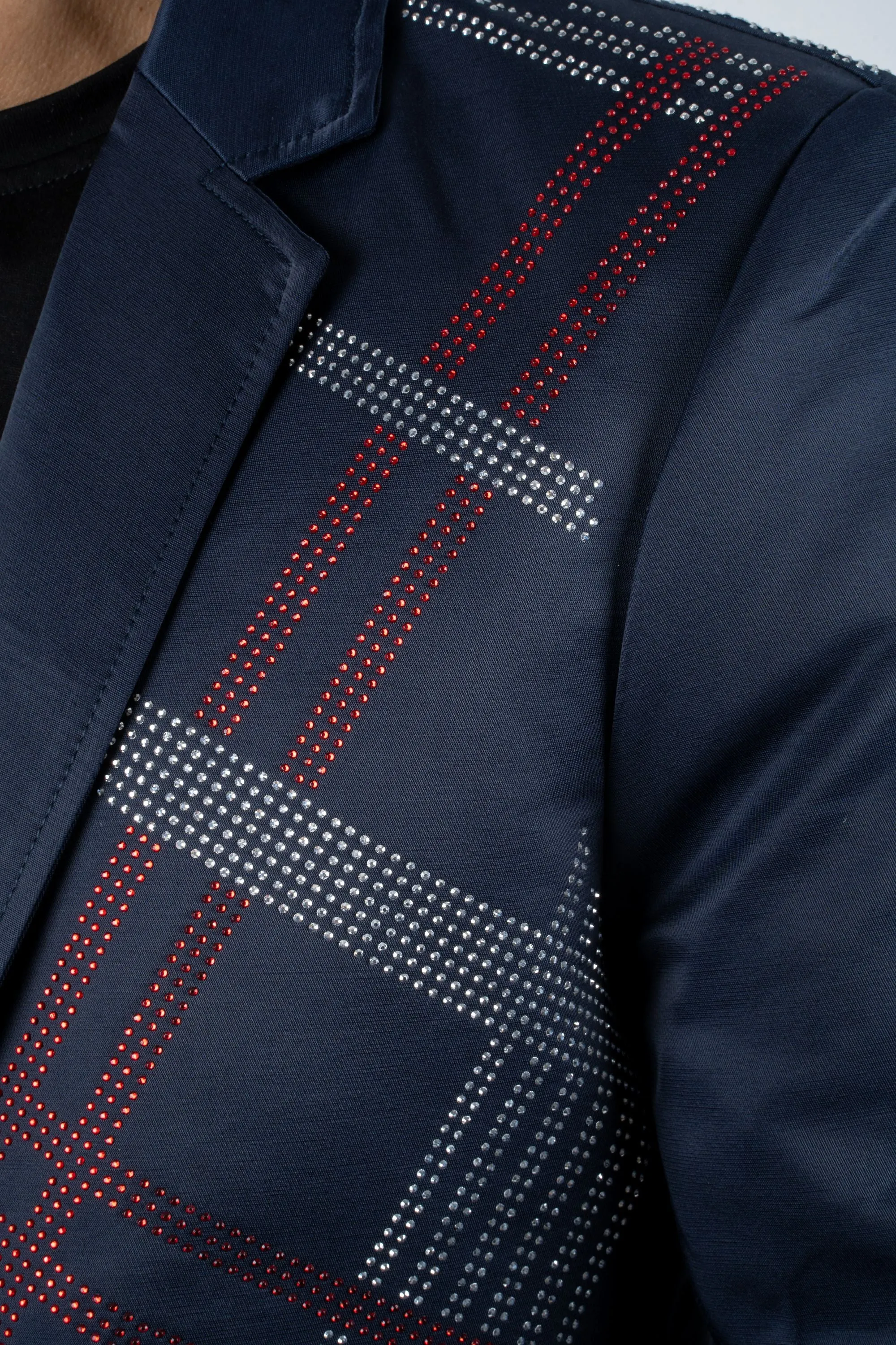 Men's Double Button Rhinestone Navy Blazer