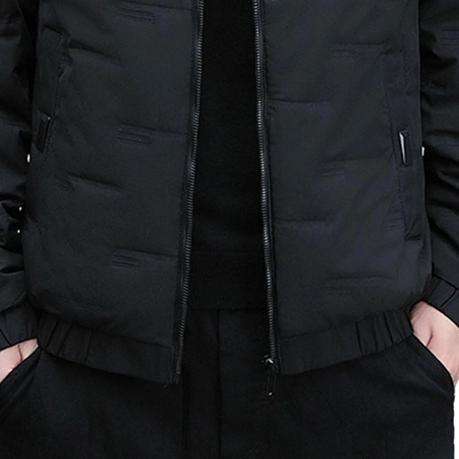 Mens Hooded Bomber Jacket Full Zip Lightweight Casual Windbreaker Windproof Quilted Jacket Warm Winter Padded Coats