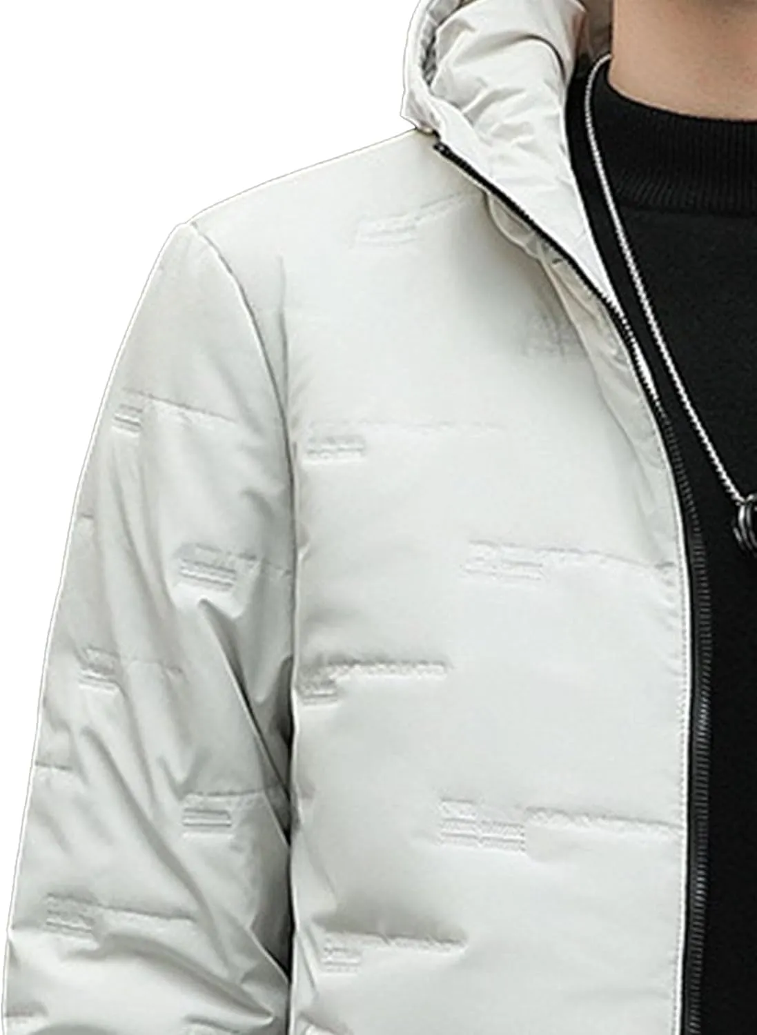 Mens Hooded Bomber Jacket Full Zip Lightweight Casual Windbreaker Windproof Quilted Jacket Warm Winter Padded Coats