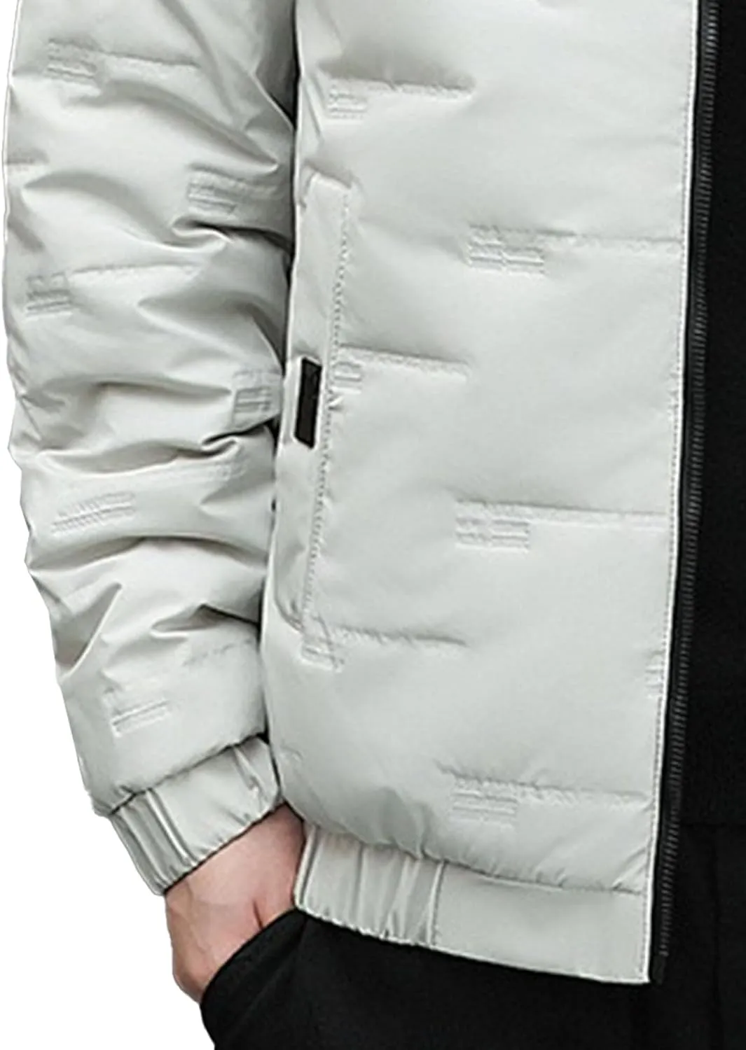Mens Hooded Bomber Jacket Full Zip Lightweight Casual Windbreaker Windproof Quilted Jacket Warm Winter Padded Coats