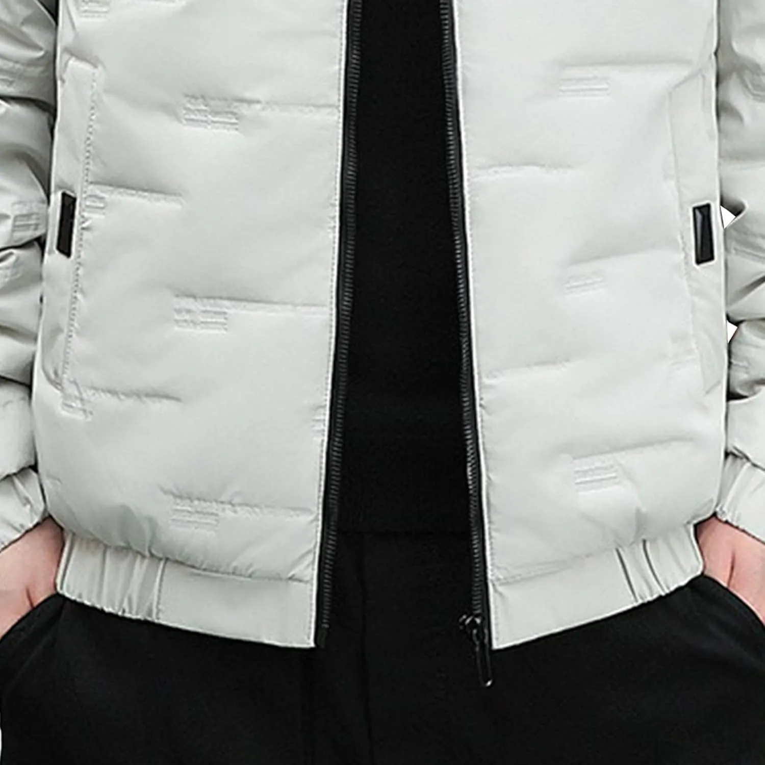 Mens Hooded Bomber Jacket Full Zip Lightweight Casual Windbreaker Windproof Quilted Jacket Warm Winter Padded Coats