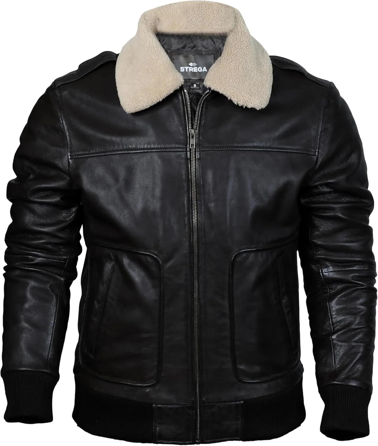 Mens leather jacket Genuine Lambskin Bomber Jacket men Brown with Removable Sherpa Collar Premium Leather jacket men
