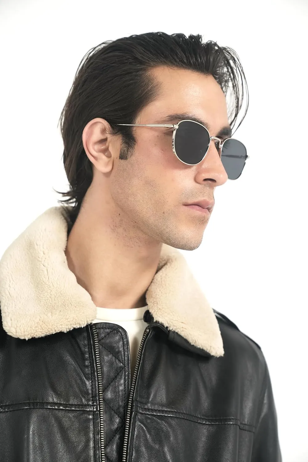 Mens leather jacket Genuine Lambskin Bomber Jacket men Brown with Removable Sherpa Collar Premium Leather jacket men