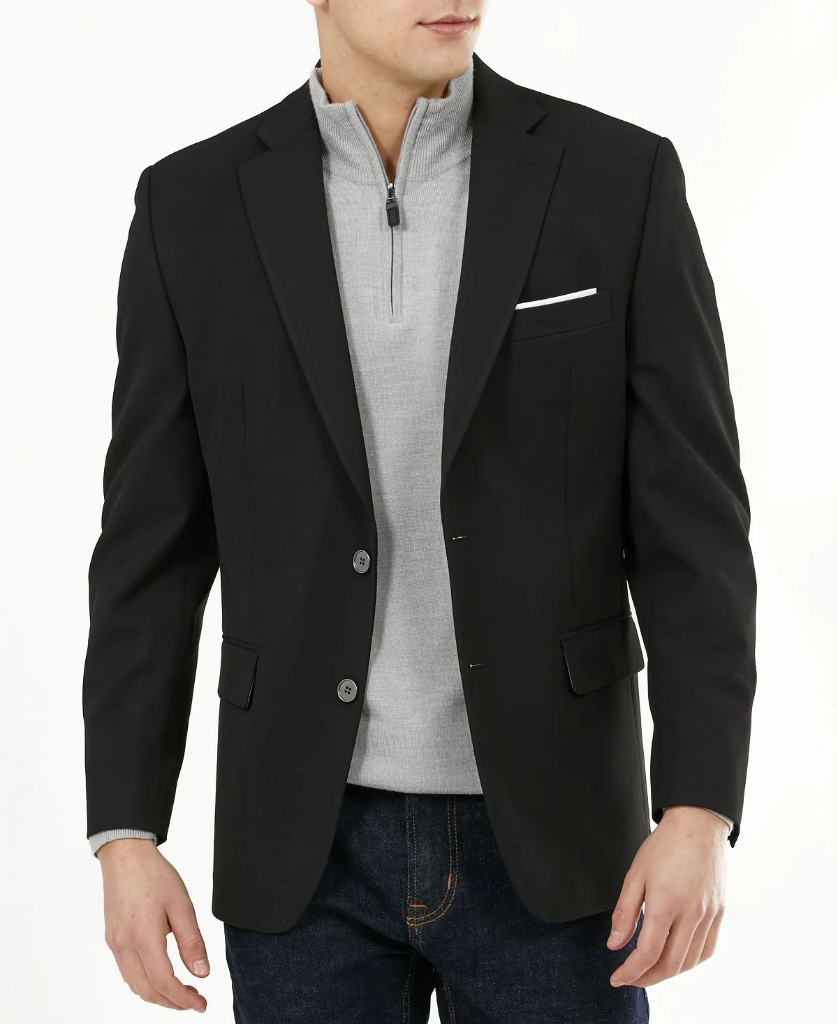 Michael Kors Men's Solid Stretch Modern Fit Blazer, Black