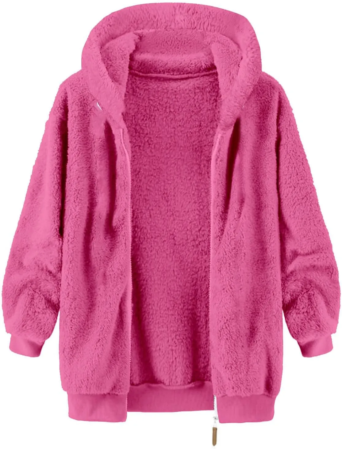 Muscularfit Mens Fuzzy Sherpa Jacket Fleece Long Sleeve Full-Zip Hooded Shirt Casual Warm Winter Jacket Coats Outdoor Fashion