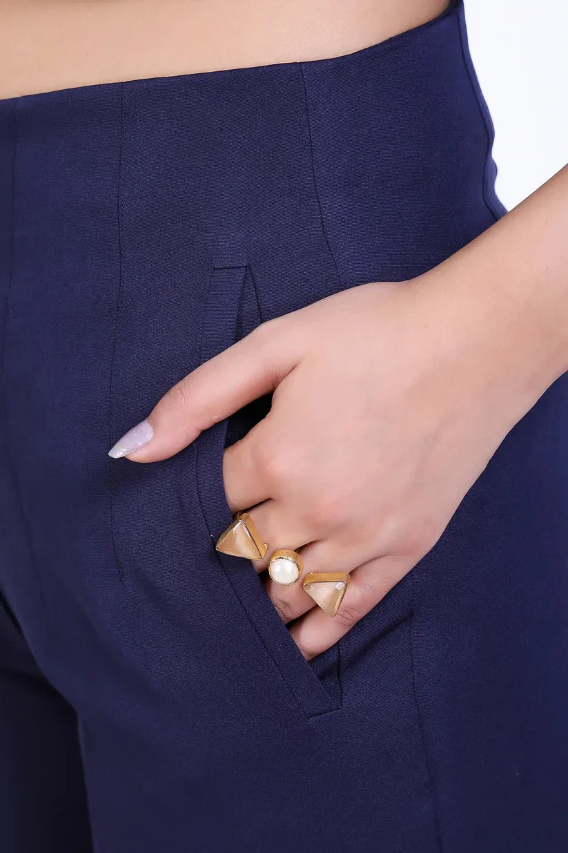 Navy blue Business Coords with Cropped Blazer