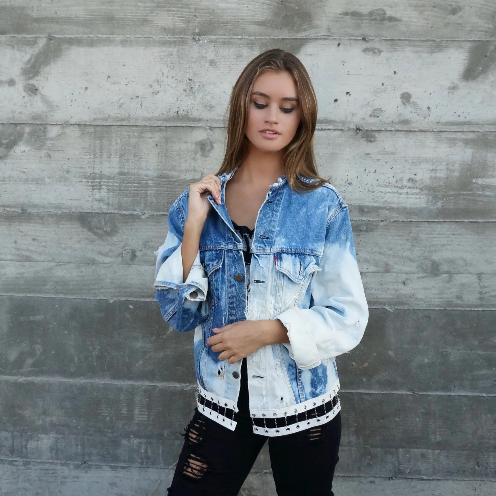 Only With Me Vintage Acid Wash Jacket