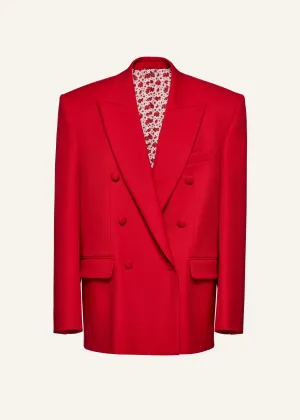 Oversized double breasted silk blazer in red