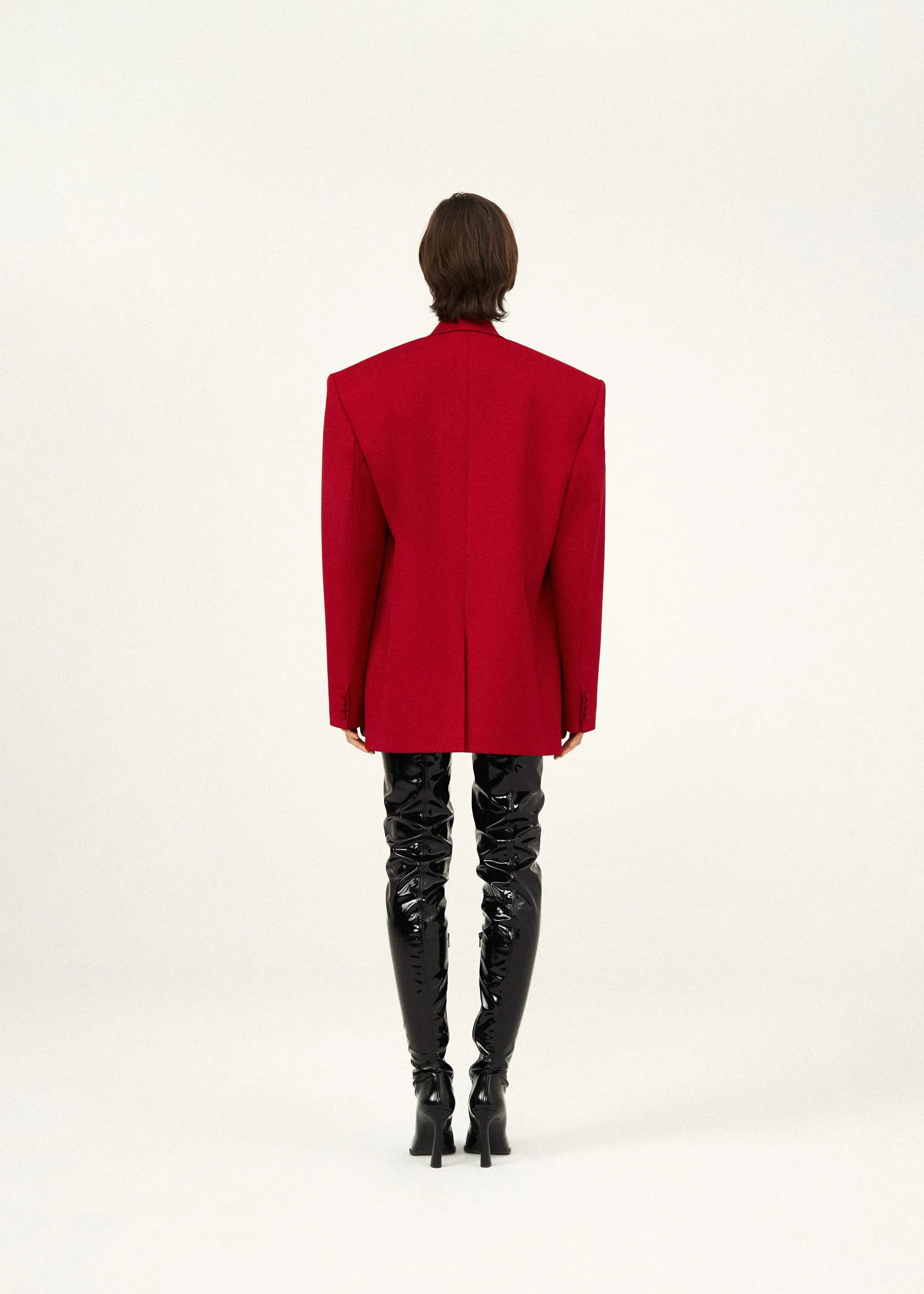 Oversized double breasted silk blazer in red