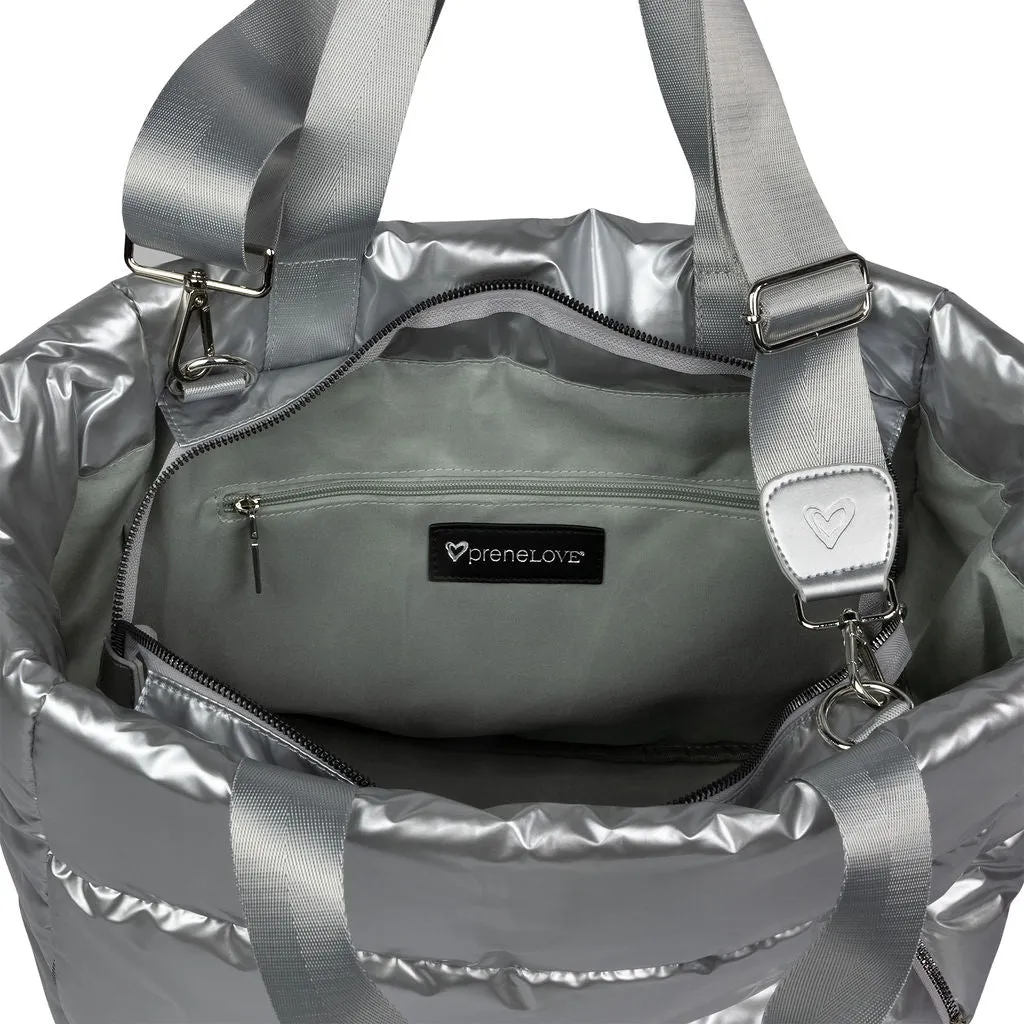 Panorama Puffer Large Tote - Silver