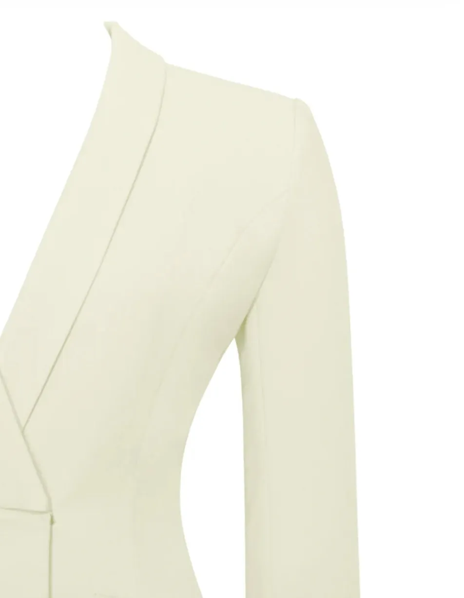 PEARL WHITE FEATHER CUT OUT BLAZER MINI DRESS