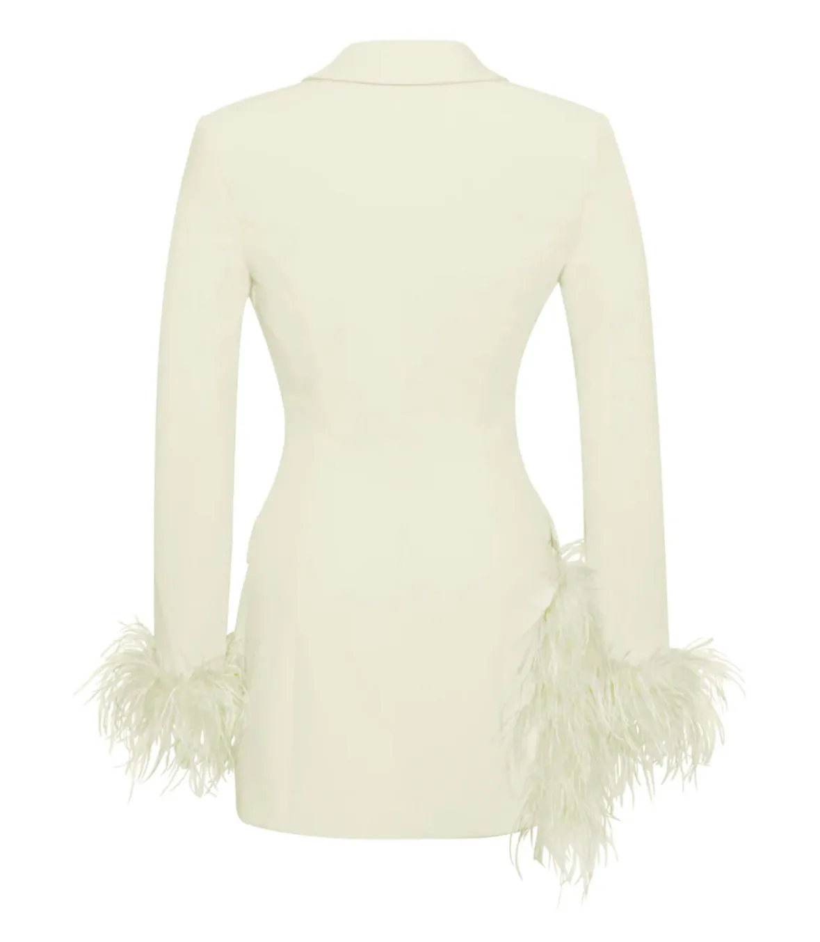 PEARL WHITE FEATHER CUT OUT BLAZER MINI DRESS