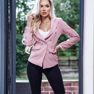 Preslie BALMAIN INSPIRED Button Blazer Jacket - Dusty Pink