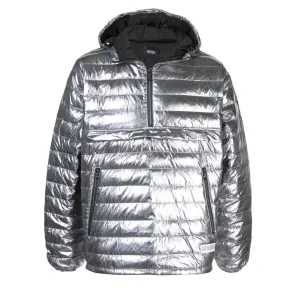 QUARTER ZIP PUFFER JACKET GUNMETAL FOIL